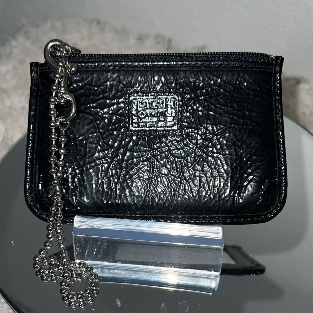 Coach Black Patent Leather Bag Charm Card Case